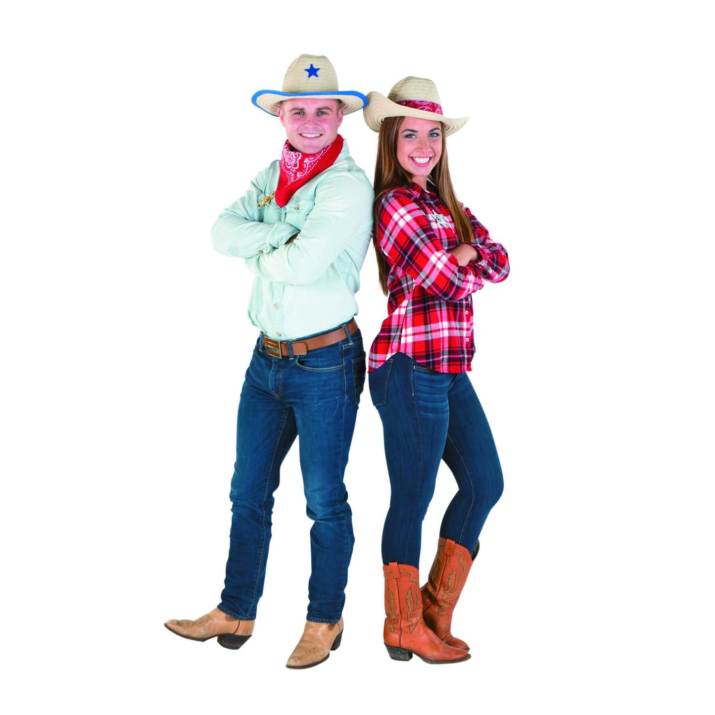Fun Express Straw Cowboy Hats for Men & Women, Set of 12