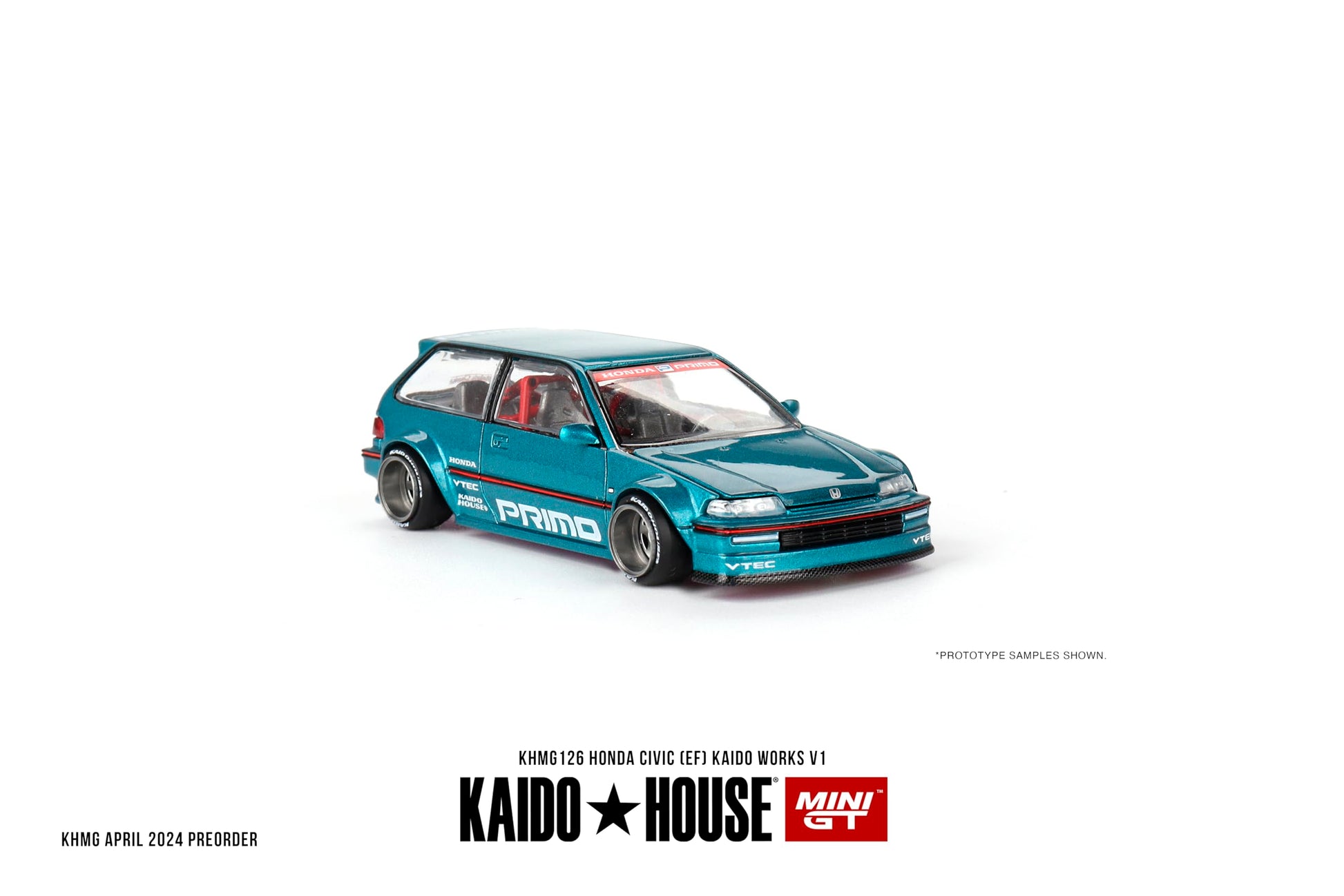 True Scale Miniatures Model Car Compatible with Honda Civic (EF) Kaido Works V1 Tahitian Green Limited Edition 1/64 Diecast Model Car Kaido House
