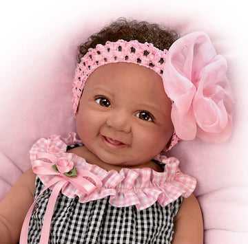 The Ashton-Drake Galleries Alanna with Hand-Rooted Hair So Truly Real® Lifelike & Realistic African-American Newborn Baby Doll 18-inches