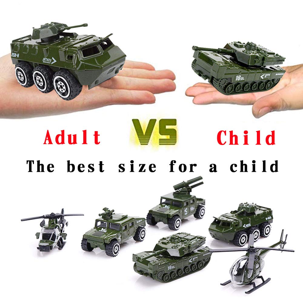 23-Pack Die-Cast Military Vehicles Set - Alloy Metal Army Soldiers, 16-Pack, Playmat, Mini Tank, Helicopter Playset for Kids Boys