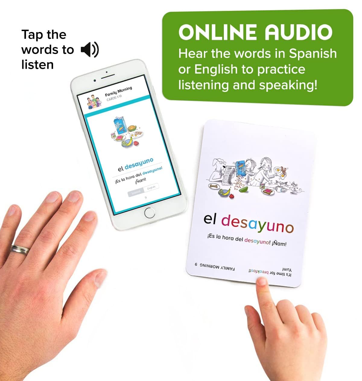 Spanish Flash Cards for Kids: 100 First Spanish Words with Online Audio - Learn Colors, Shapes, Numbers 1-10, Animals and More Beginner, Everyday