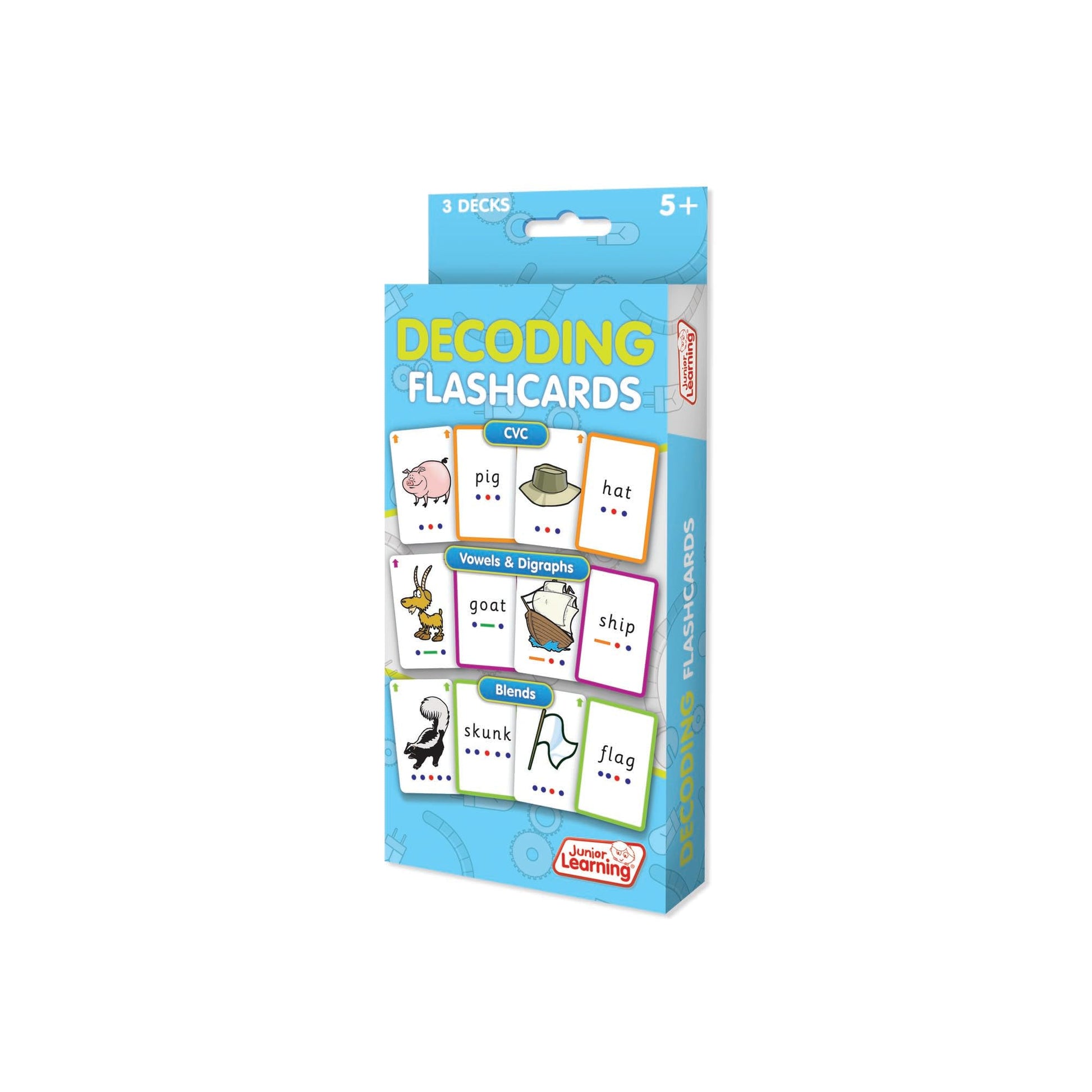 Junior Learning Decoding Flashcards, 162 Cards, Ages 5+, Language & Decoding, K-1