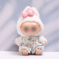Cute Strawberry Romper Set for Labubu Dolls - Includes Bow, Mini Bag & Ruffled Shoes (Blue)