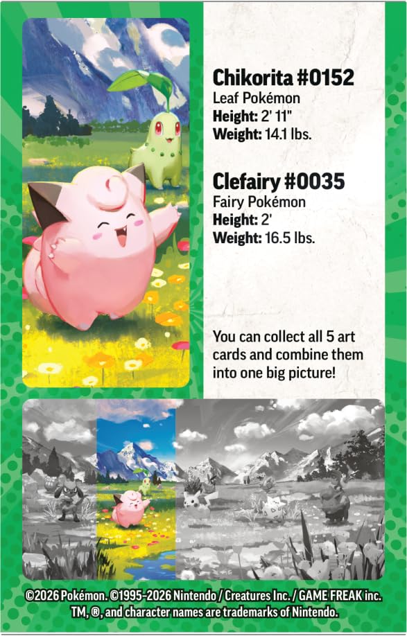 Pokemon TCG: Mega Evolution-Ascended Heroes Mini Tin: Clefairy & Chikorita (1 Sticker Sheet, a Pokémon Art Card & 2 Booster Packs)
