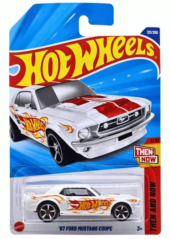 Hot Wheels '67 Ford Mustang Coupe [White], Then and Now 1/10, 121/250, 1:64 Scale Diecast Car
