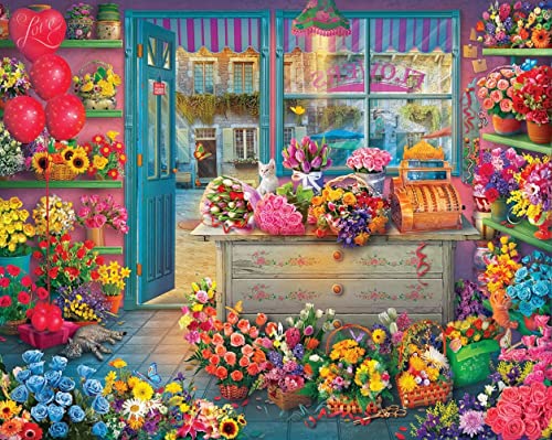Majestic Colorful Flower Shop 1000 Piece Jigsaw Puzzle for Adults and Teens