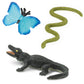 Safari Ltd. Good Luck Minis Rainforest Fun Pack - 8 Mini Figurines Including Snake, Frogs, Butterfly, Chimpanzee, Orangutan, Caiman, Bear