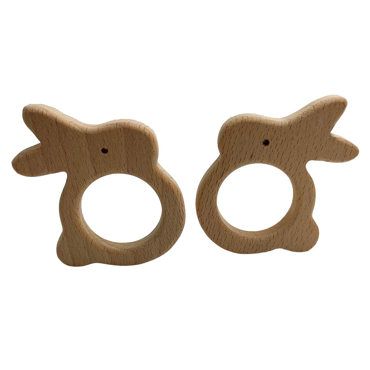 Alenybeby 10pcs Lovely Cartoon Wood Rabbit Pendant Pure Natural Animal Shape Beech Wooden Handmade Cut Pattern DIY Beading Necklace Pendant (rabbit