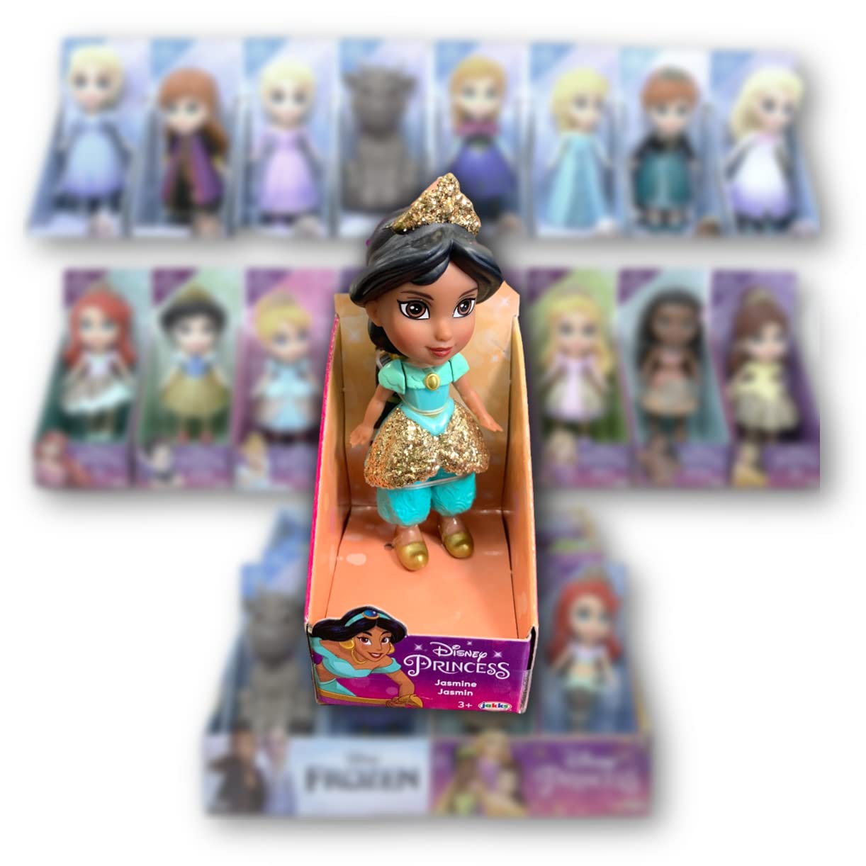 Amarina Packed in Clear Box for Gift Disney Princess Mini Poseable 3.5 inch Doll Choose from All 11 Style Princess Characters (Jasmin) (217584PQ)