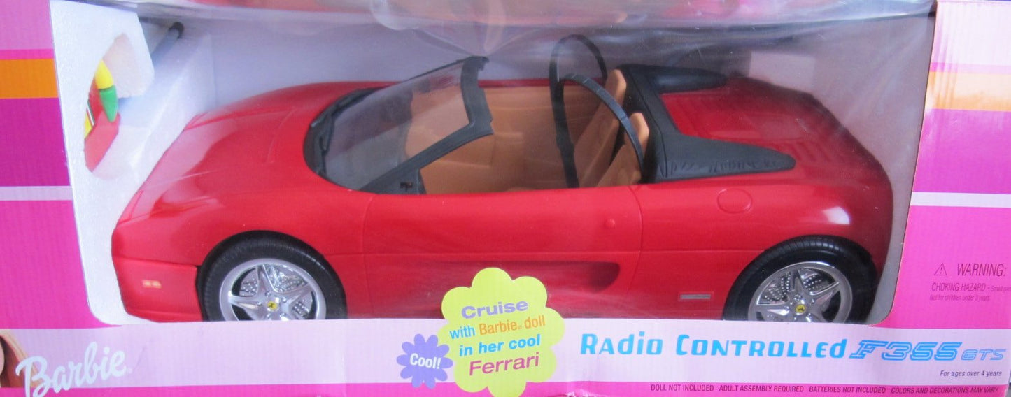 Barbie RC FERRARI F355 GTS Radio Controlled Red Car R/C Convertible Vehicle with Working HEADLIGHTS! (2000)