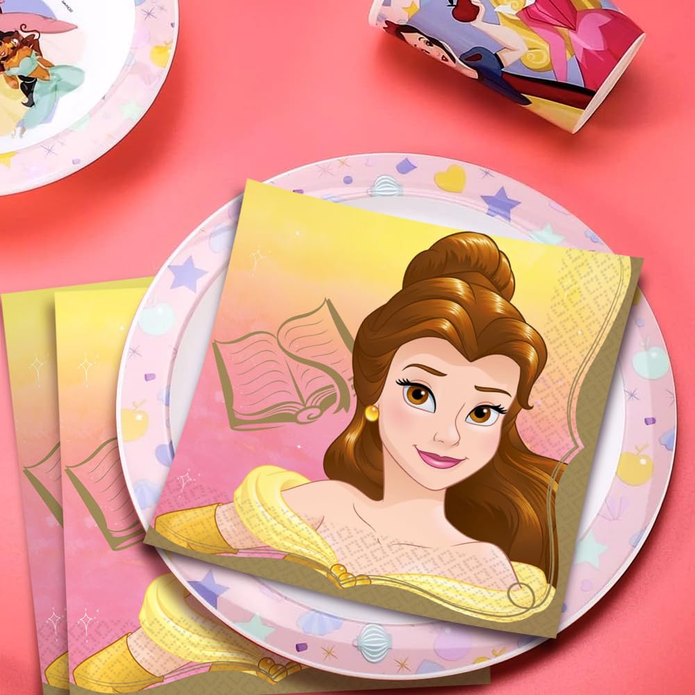 Disney Princess Luncheon Napkins, 6.5" (16-Pack) - Deluxe Party Napkins, Perfect for Themed Parties and Celebrations, Belle