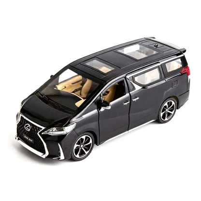 WAKAKAC Model Car 1/24 LM300 MPV Alloy Pull Back Metal Collectible Toy Car with Light and Sound, Toy Vehicle Door Can be Opened, Gift Black