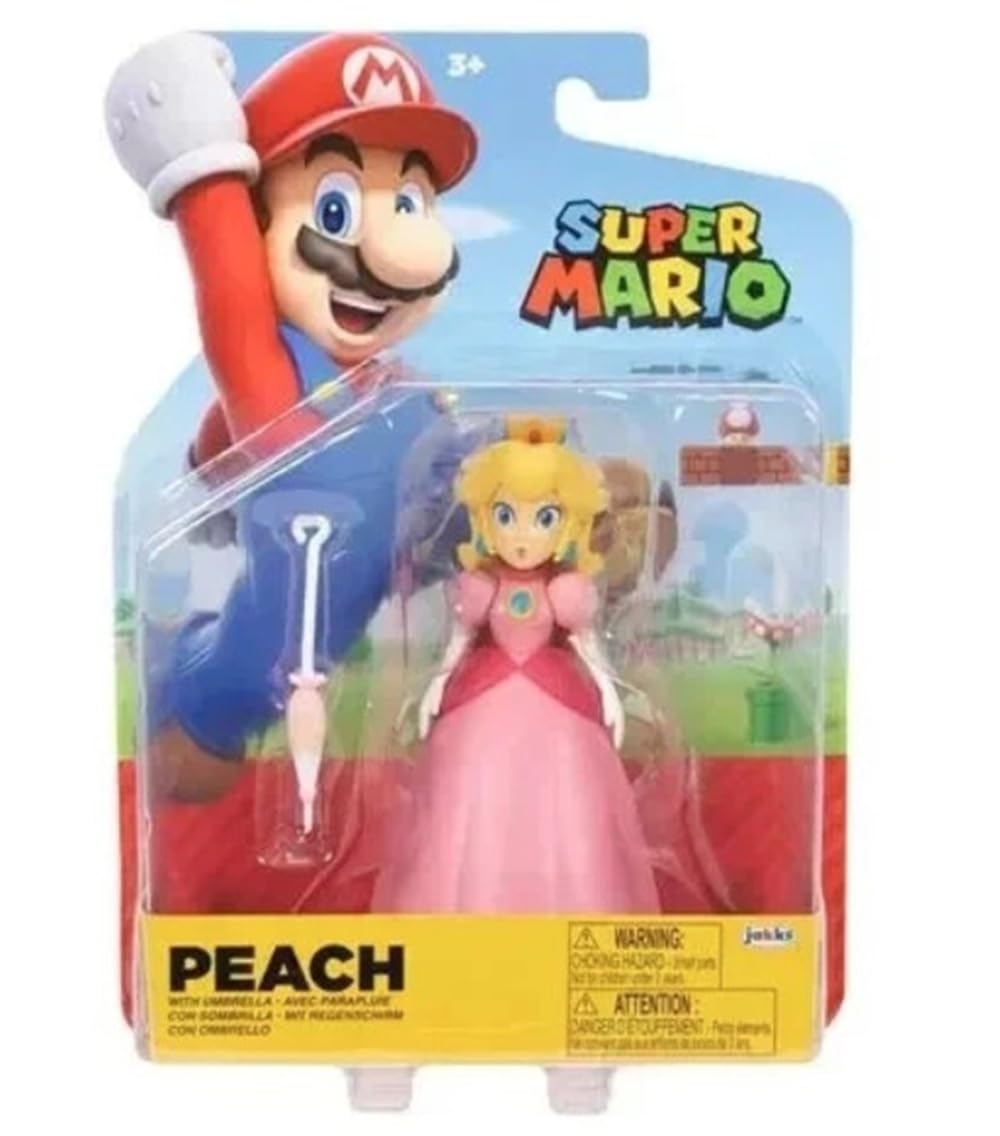 Super Mario Peach 4 Inch Action Figure with Umbrella