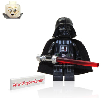 LEGO Star Wars OBI-Wan Kenobi Minifigure - Darth Vader (Printed Arms and Cape) with Red Lightsaber and Minifigureland Tile 75334