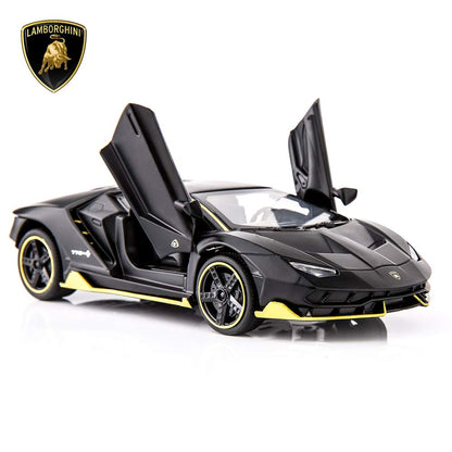BDTCTK 1:32 Lambo LP770 Car Model Toy Child Sound and Light Pull Back Car Zinc Alloy Toys for Kids Boy Girl Gift (Black)