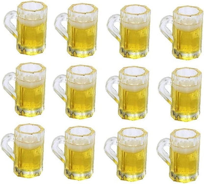 12Pcs Beer Cup, Miniature Cups, Dollhouse Mug Model for Miniature Dollhouse Accessories with Realistic Looking Beer Practical Processed Party