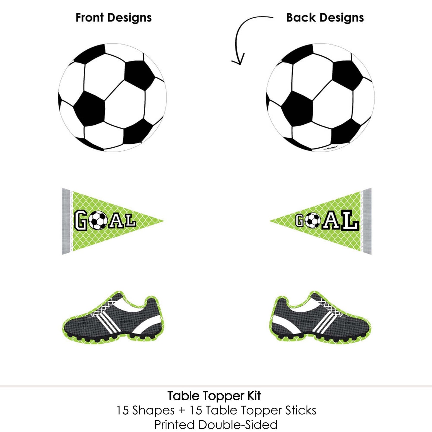 Big Dot of Happiness Soccer Party Centerpiece Decorations - 15-Piece Table Toppers Set, Sports Theme Baby Shower Birthday Party Decor, Soccer Ball