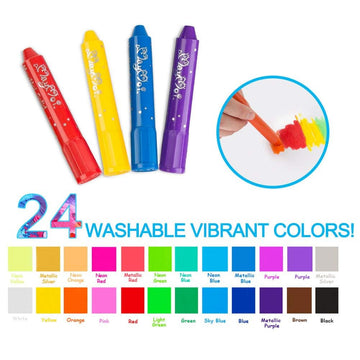 MayMoi Tempera Paint Sticks - 24 Bright Colors, Quick Drying, Easy to Color and Washable Crayons for Teens and Students