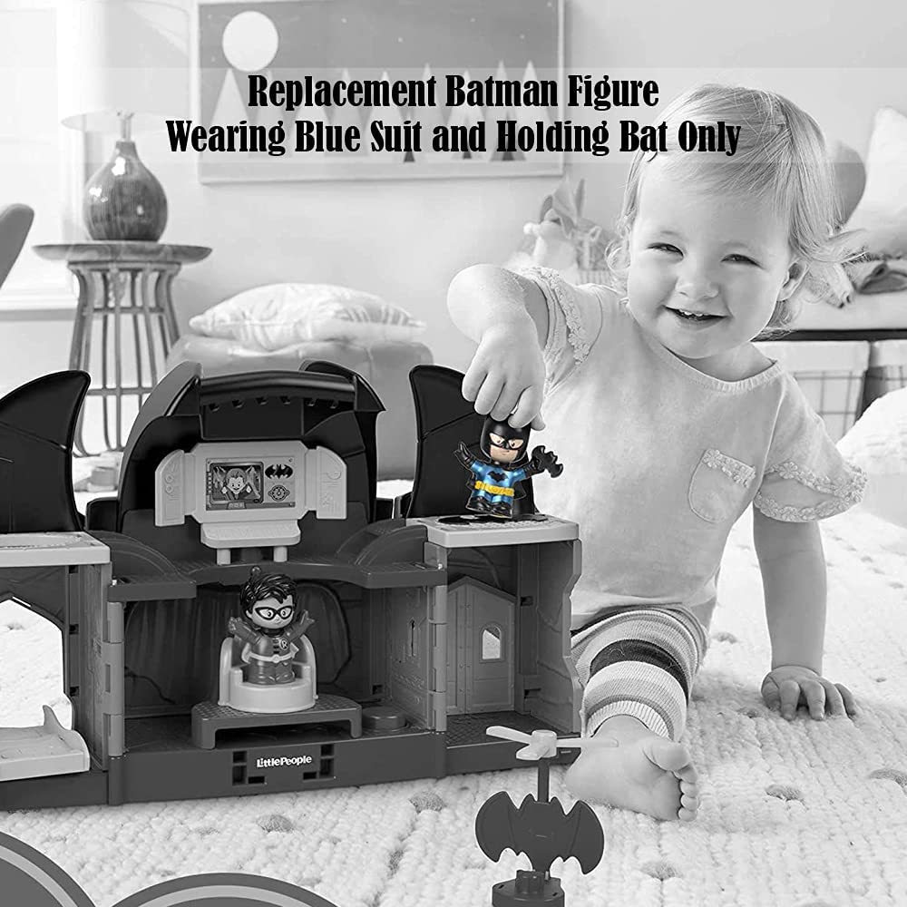 Replacement Parts for Fisher-Price Little People Batcave - GMJ16 ~ DC Super-Friends Playset ~ Replacement Batman Figure ~ Wearing Blue Suit and