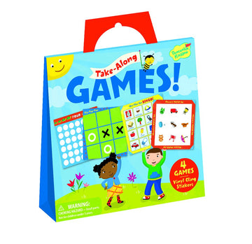 Peaceable Kingdom Take Along Games Reusable Sticker Tote, Portable Activity Set with Static Cling Play Boards and Scenes, Mess Free Travel