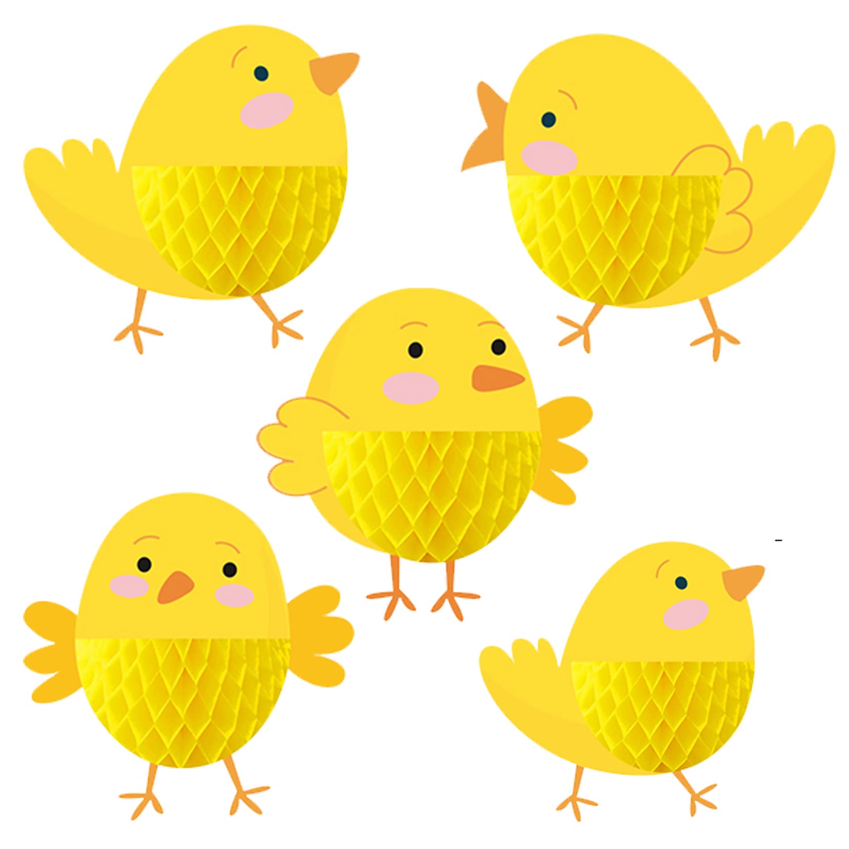 CPTBAG 5PCS Easter Chick Honeycomb Centerpieces Walking Animal Chicks 3D Table Decorations Honeycomb Balls for Kids Birthday Party Supplies Baby