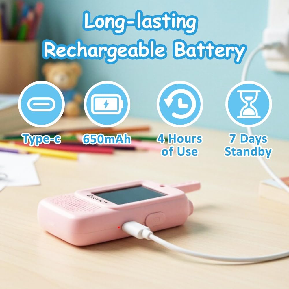 2026 Upgraded Kids Video Walkie Talkies 2 Pack, Rechargeable Long Range Walkie Talkies for Kids, Video Intercom with Photo Sharing, Voice Chat, Emoji