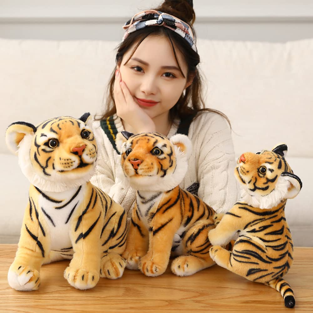 GUDVES Tigers Plush Toy Stuffed Animal - Cute Lifelike Tiger Stuffed Animals Toy Gift for Boy Baby Hug Tiger - Yellow Stuffed Animal (9.8 in, Yellow