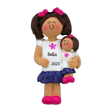 3D Brunette Toddler Ornaments for Christmas Tree 2026 - Brunette Doll Ornament for Kids Cozy Pajama Ornament for Girl Personalized Christmas Ornaments