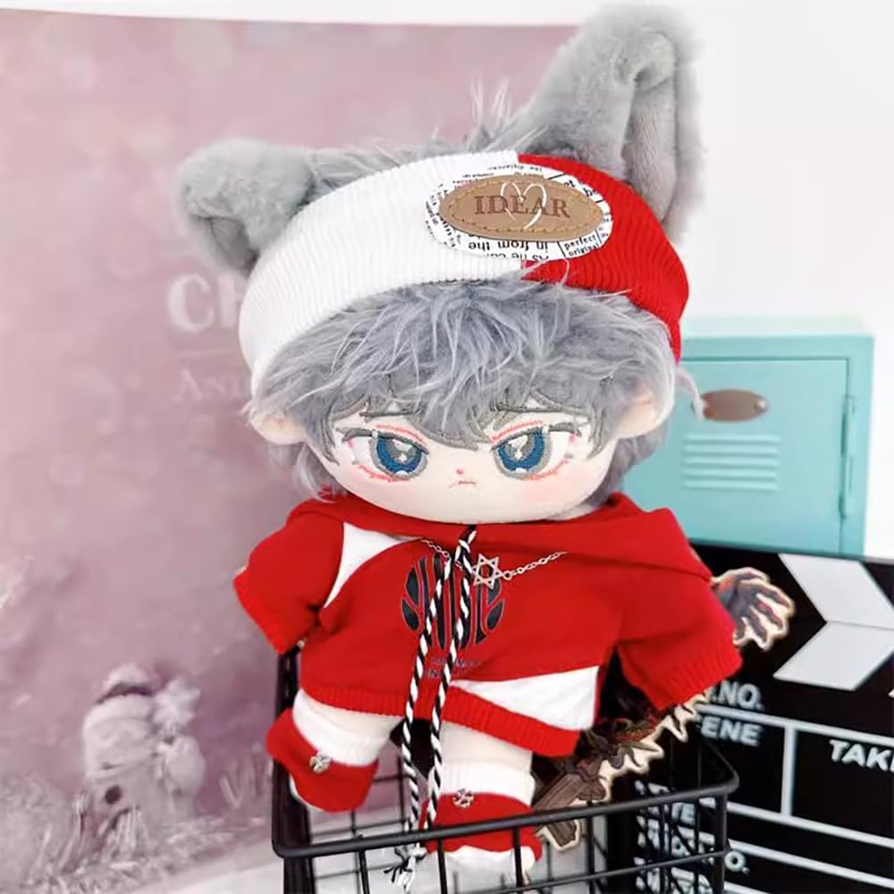 niannyyhouse Headdress Hoodie Shoes Flame Outfit 10cm~15cm 20cm 40cm Plush Doll Clothes Doll Accessories (Red 10cm~15cm)
