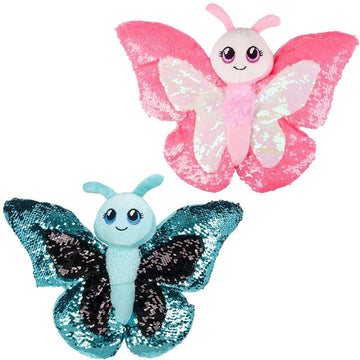 Rhode Island Novelty Reversible Sequin Butterfly Plush Stuffed Animal, 1 Piece, Random Color (Pink or Blue)