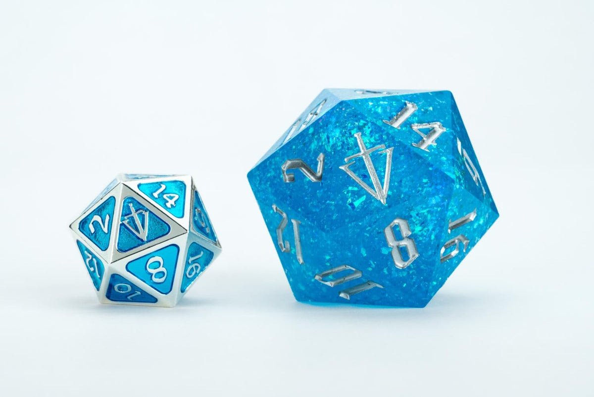 FanRoll Tales of the Valiant Mega D20 Dice, 35mm, Blue Valor, Mammoth Dice