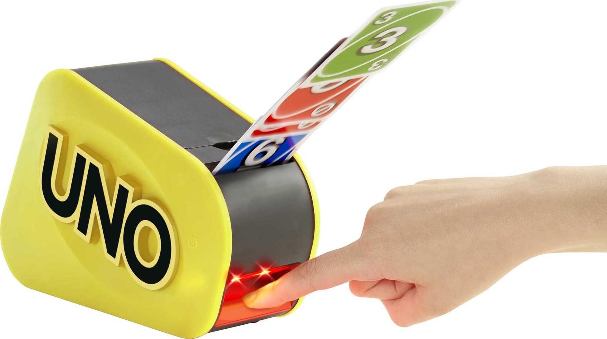 Mattel Games UNO Attack Mega Hit Card Game with Random-Action Launcher with Lights & Sounds & 112 Cards, Kid, Teen & Adult Game Night Gift Ages 7