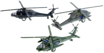 Playmaker Toys U.S. Army Sikorsky UH-60 Black Hawk Helicopter 10" Die Cast Metal Model Toy (1 at Random, Color May Very)