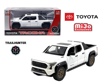 MiJo Exclusives Toyota Tacoma Trailhunter Diecast Model, 1:24 Scale, Black, 2025 (White)