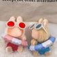 Clothes for Labubu 3-Piece Summer Beach Swim Set - Durable Fabric with Swimsuit,Swim Ring & Sunglasses,Perfect for 17cm Dolls(No Doll) (Red)