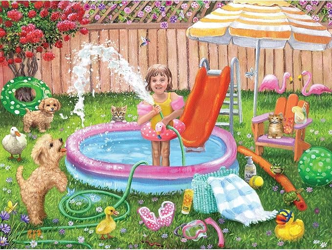 Bits and Pieces - 500 Piece Jigsaw Puzzle for Adults - 18" x 24" - Summer Soaker - 500 pc Summer Puppies Jigsaw by Brooke Faulder