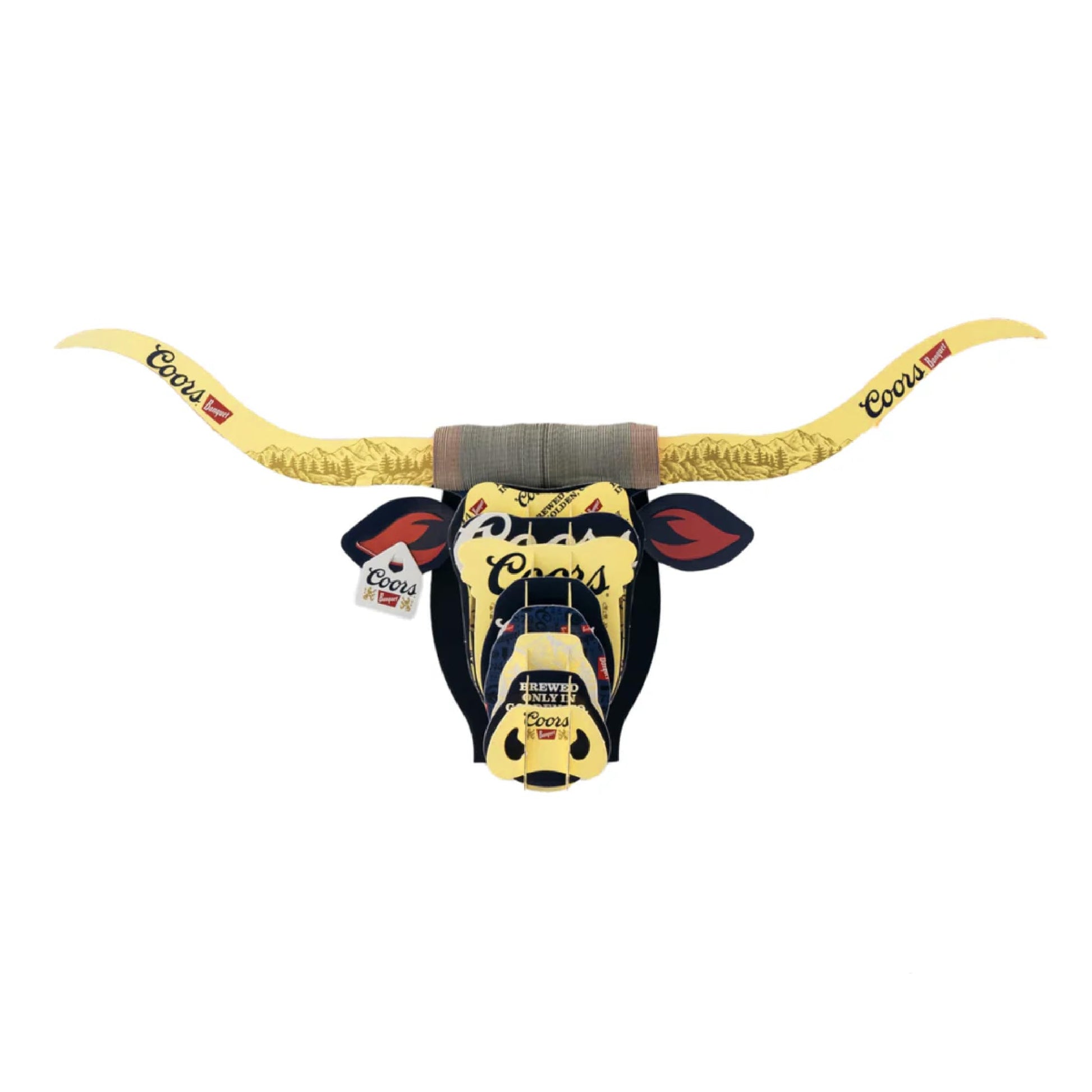 BEER DEER Coors Banquet Longhorn Head 3D Cardboard Mount Wall - Man Cave Decor - Crafted for Garages, Bars, Country Rooms & Beer Lovers - Easy