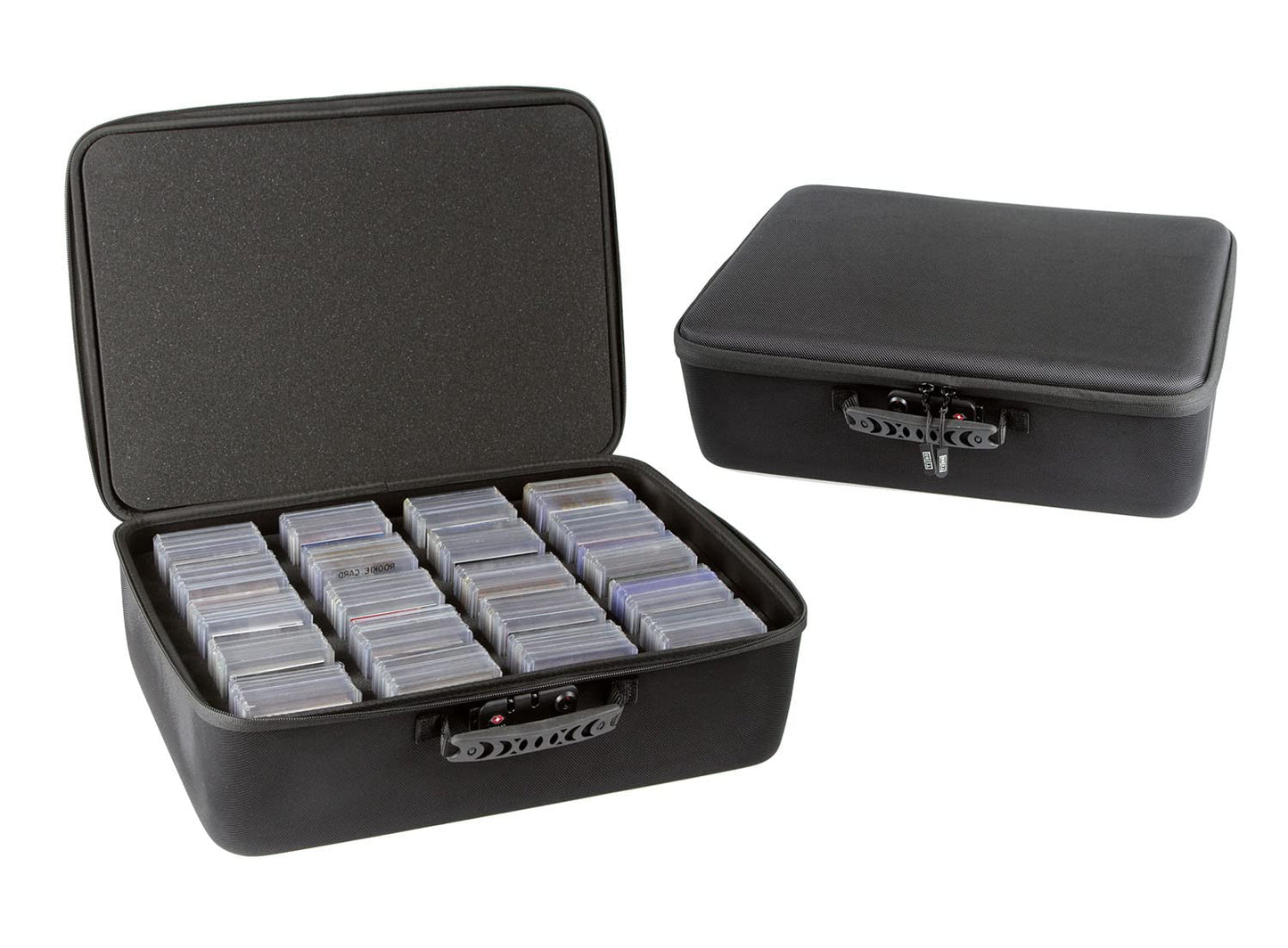 Card Titan Toploader and One Touch Trading Card Storage Box with Zipper Lock - Sports Card Deck Box Fits Up to 400 Sleeved Collectible Sports Cards or