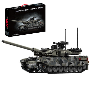 Myth Qholve Leopard 2A7 Heavy Tank Building Blocks Set, 904 PCS, Realistic Military Model with 360° Rotating Turret, Elevating Gun, Smoke Grenade