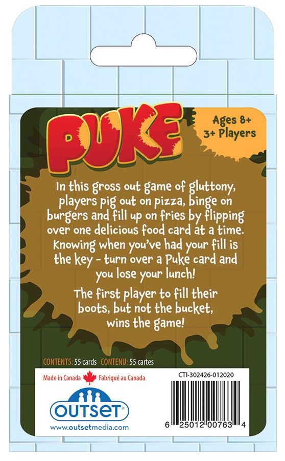 Outset Media Puke - The Totally Sick Card Game - for 3 or More Players Ages 8 and up