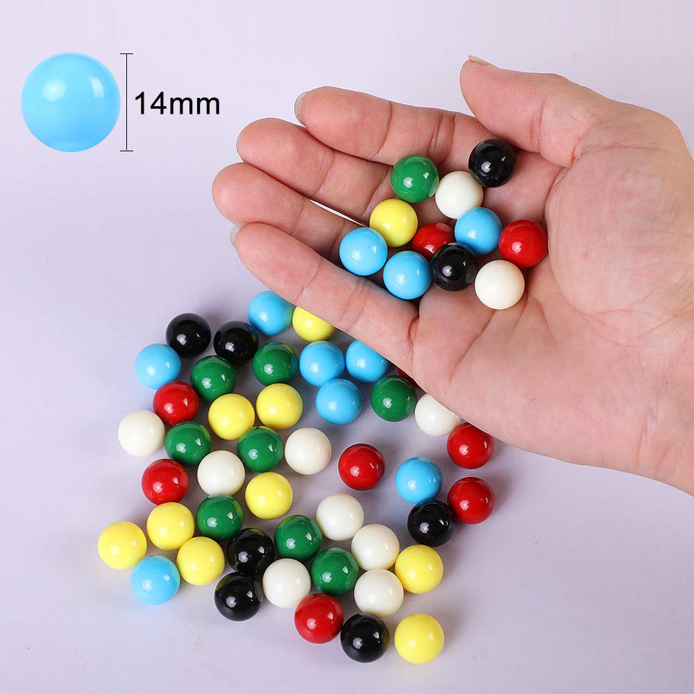 Laviesto Game Replacement Marbles Balls,60pcs 9/16inch Acrylic Balls for Chinese Checkers,Aggravation Game,Marble Run,Marble Games(6 Colors)