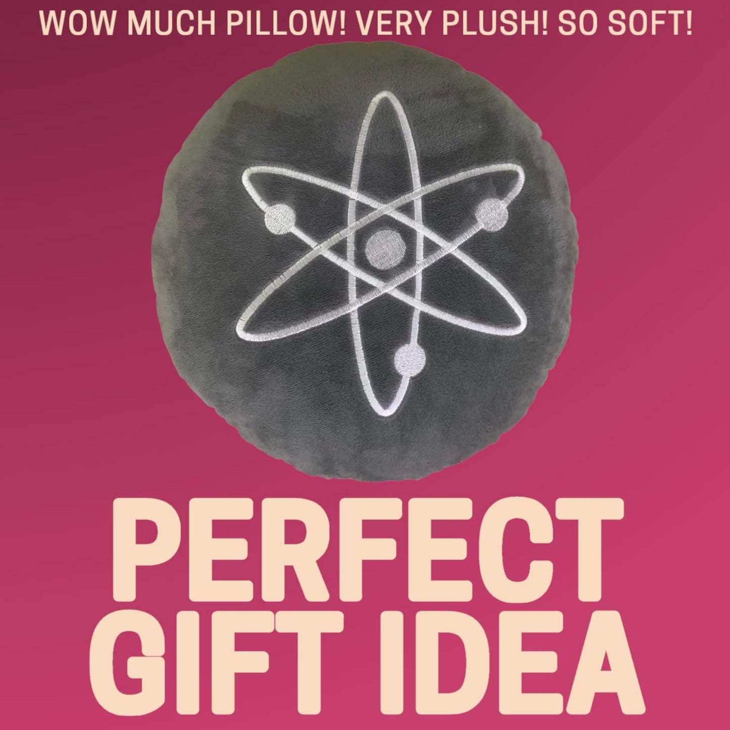 Cosmos Pillow - Embroidered Round Stuffed Plush Crypto Pillow by BlockCraft.Shop Atom Plush Pillow
