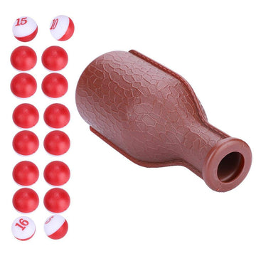 Huairdum Billiard Dice Bottle with 16 Numbered Tally Balls, Brown Rubber Sphere Dice for Pea Pool
