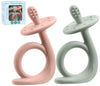 Baby Teething Toys, Silicone Baby Teether Chew Toys Freezer Safe BPA Free, Soothe Babies Gums - Rose Quartz/Lite Green