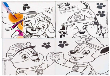 Paw Patrol DIY Canvas Painting Set - 4 Colorful 4"x4" Canvases, 1 Paint Brush, 6 Vibrant Paints - Unleash Creativity & Foster Imagination - Perfect