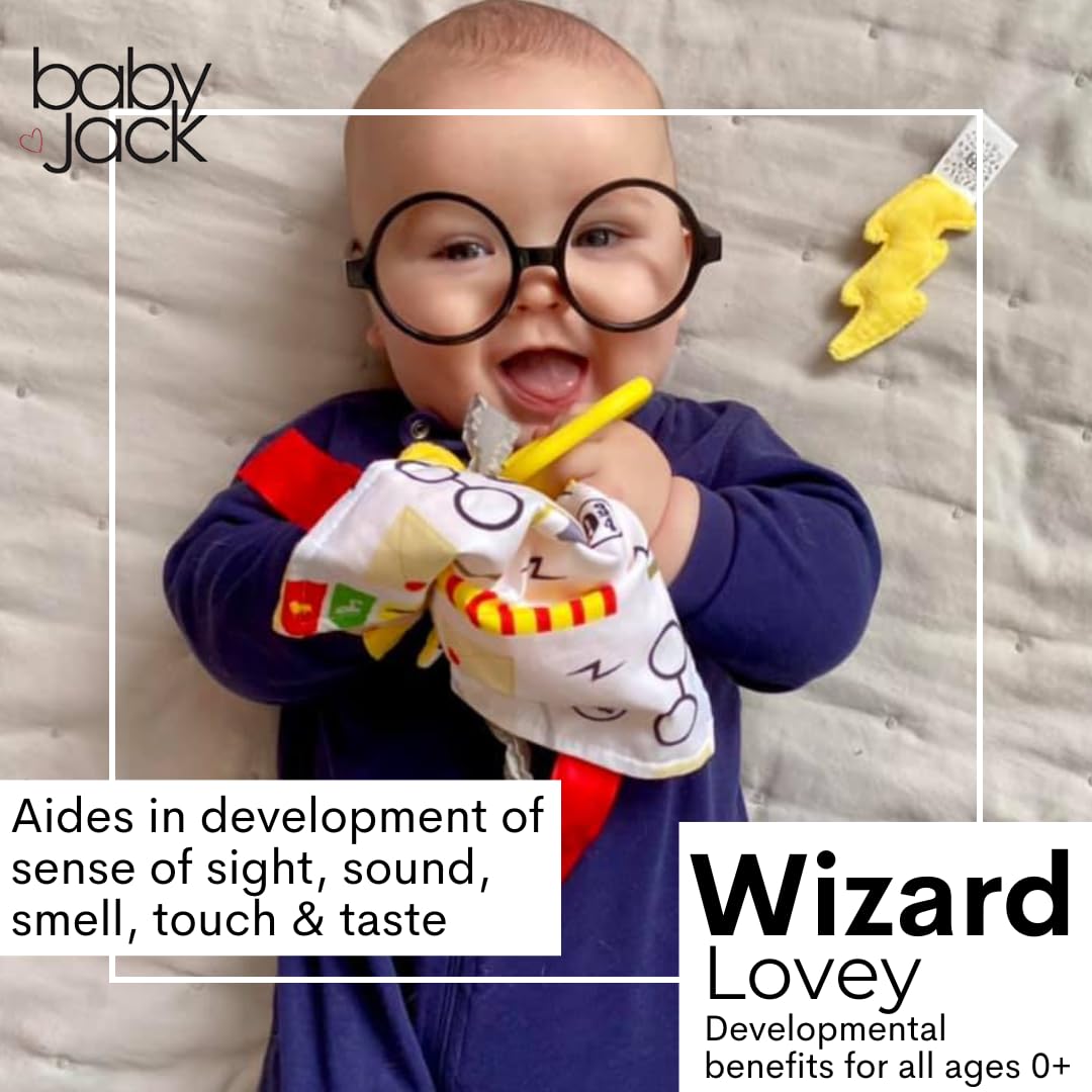 Lovey Chew Blanket Crinkle Toy Tag Square Sensory by Baby Jack (Wizard)