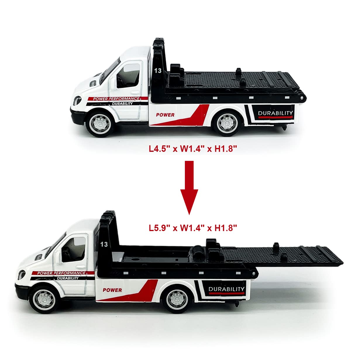 Flatbed Truck Toy Rescue Tow Truck Transport Trailer Car Carrier Metal Diecast Pull Back Vehicles 2 in 1 Vehicle Playset Toy Trucks for Boys Kids