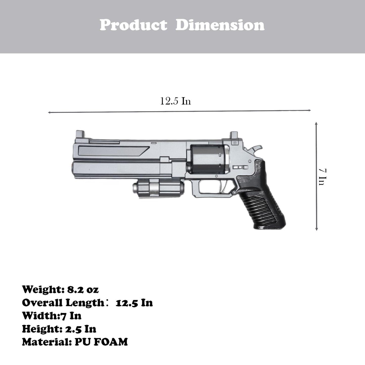 Foam Revolver - 12.5" Lightweight PU Prop Gun for Cosplay, Halloween & Display - Collectible Non-Firing Sidearm for Fans & Gamers