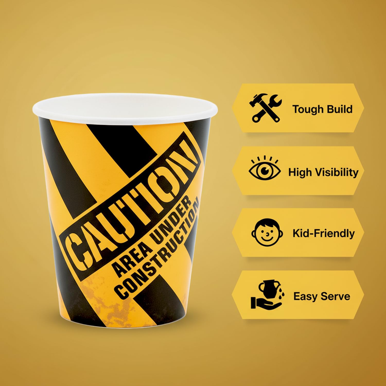 Fun Express - Construction Zone 9oz Cups for Birthday - Party Supplies - Print Tableware - Print Cups - Birthday - 8 Pieces