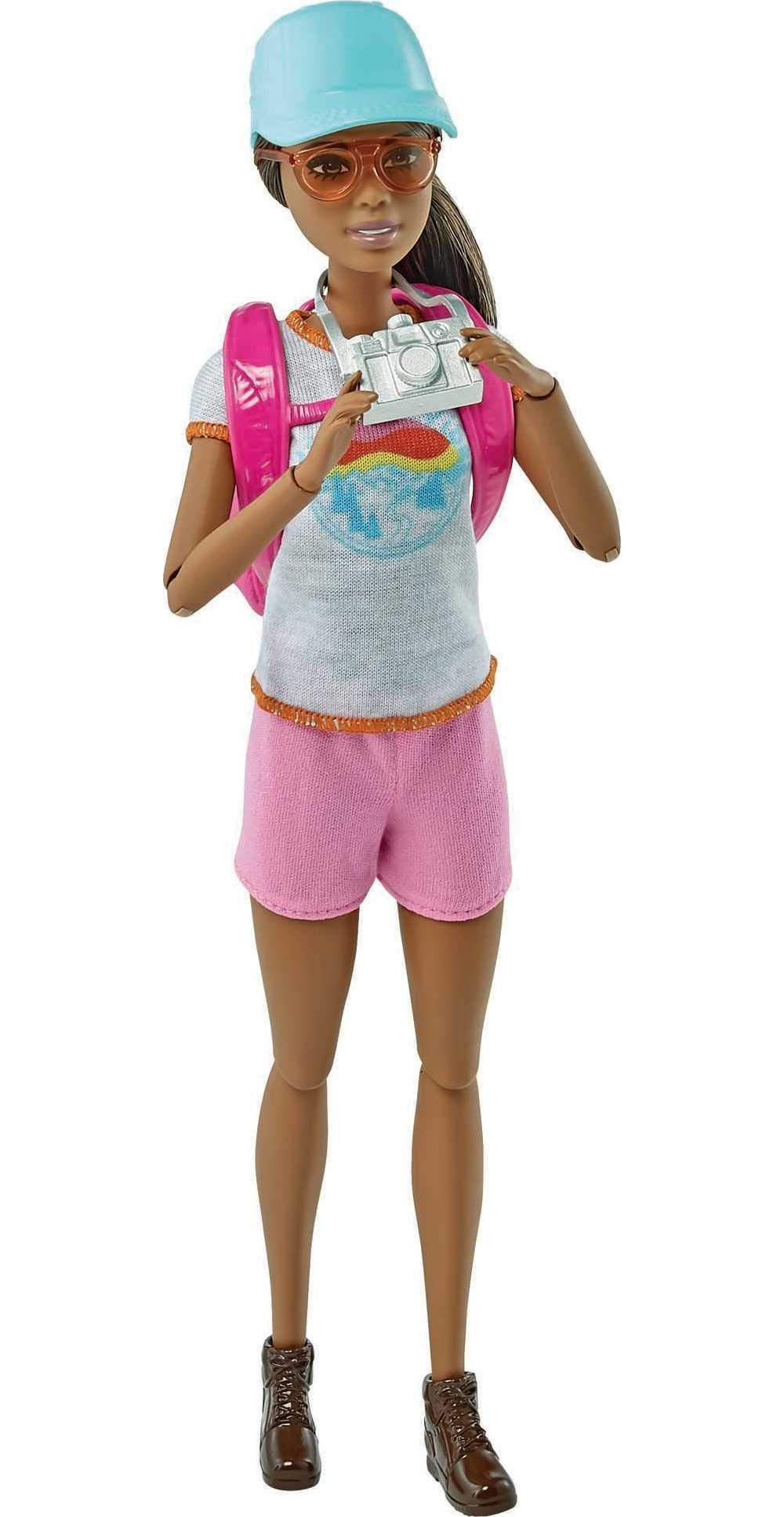 Barbie Hiking Doll Set, Brunette with Puppy & 9 Accessories Including Backpack Pet Carrier, Map, Camera & More